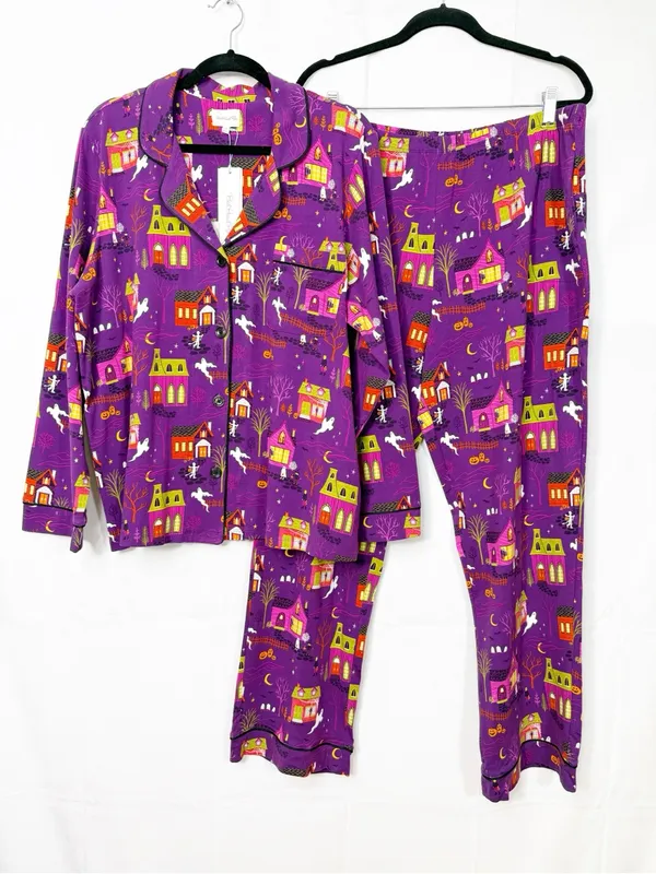 BedHead PJs Spooky Town Halloween Classic Stretch Jersey Pajama Set Full Length - Image 3