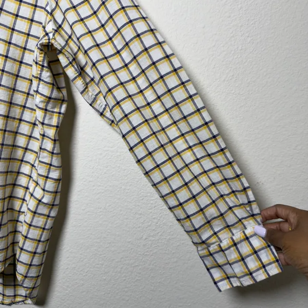 Frank‎ & Eileen Women Eileen Button Front Shirt Small Yellow Gingham Plaid Relax - Image 5