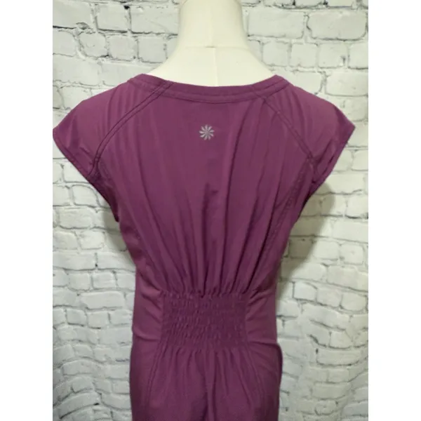 Athleta purple short-sleeve active dress gathered smocked waist Medium - Image 4