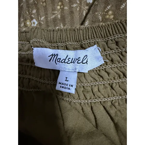 Madewell Ruffle-Sleeve Tiered Midi Dress in Daisy Stitch Weathered Olive Size L - Image 13