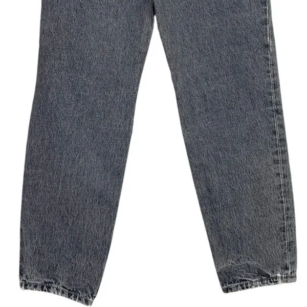 ZARA Wide Leg High Rise Vintage DInspired istressed Cropped Jeans 2 Rinsed Black - Image 7