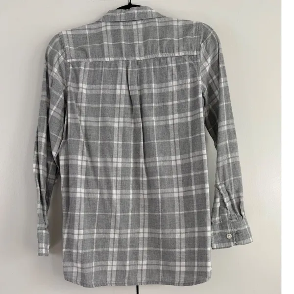 Old Navy Classic Flannel Shirt Grey Plaid Button Down 90s Grunge Small 90s Style - Image 4