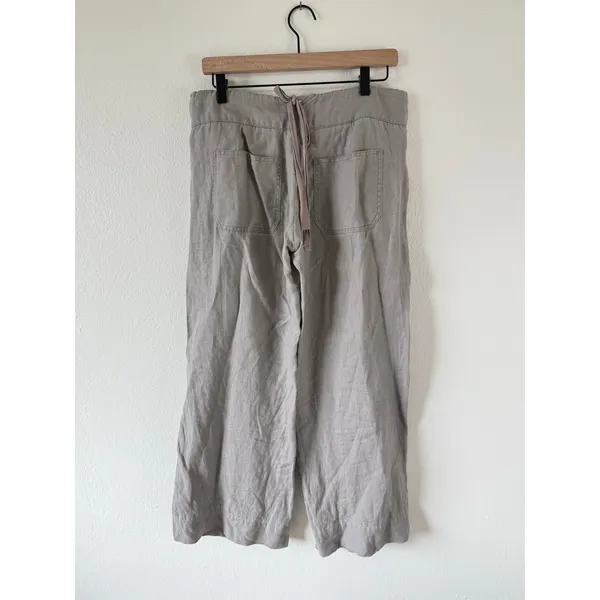Fei Anthropologie Y2K Style Wide Leg Linen Trouser Gray Low Rise Womens 4T - Image 4