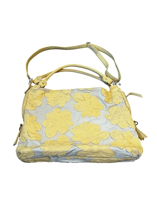 Big Buddha Hobo Bag Slouchy Butter Yellow Floral Appliqué Y2K Boho Chic Casual - Image 2