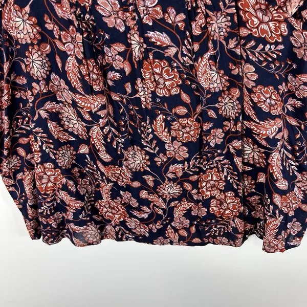 Old Navy Blouse Women Large Blue Floral‎ Short Sleeve Cotton Casual NWT Boho - Image 3