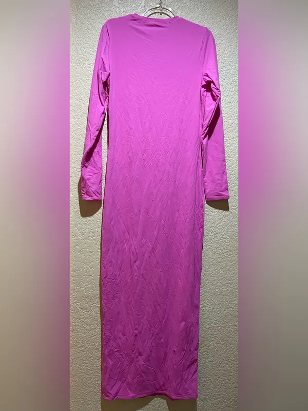 Skims Fits Everybody Crew Neck Long-Sleeve Pink Bodycon Maxi Dress Size XL - Image 3
