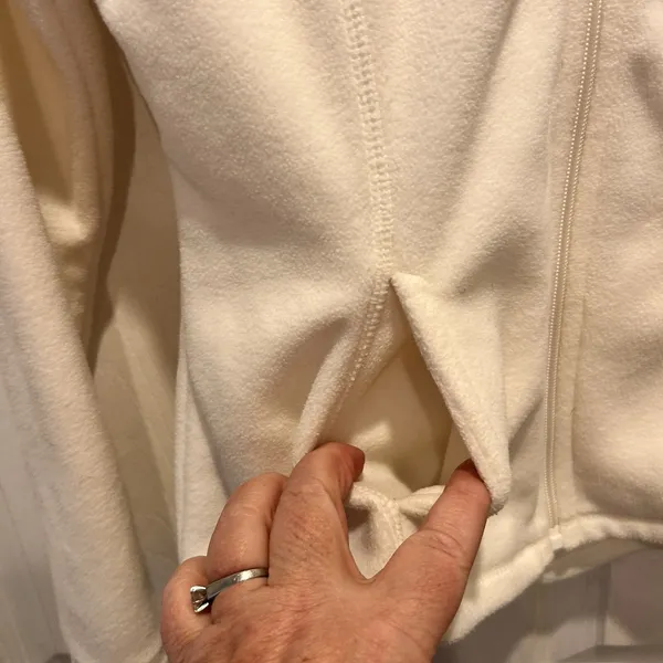 Old‎ Navy Womens Small Petite Cream Full Zip Fleece Mock Neck Jacket Off White - Image 3