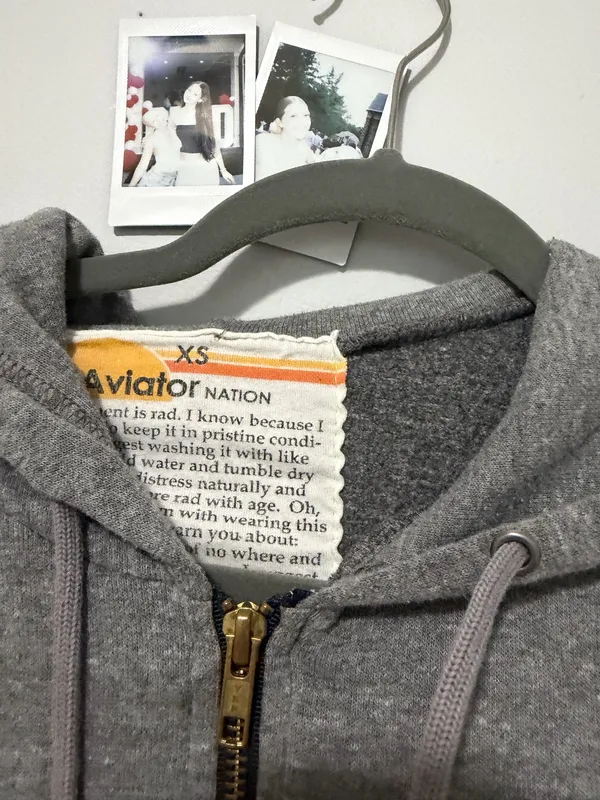 Aviator Nation Hoodie Zip-Up Grey Bolt Light Rainbow - Image 4