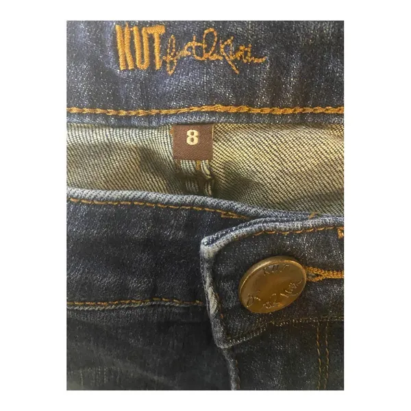 Kut From The Kloth Jean Shorts 8 Med Wash Cutoff Whiskered Mid Rise Cotton Denim - Image 3