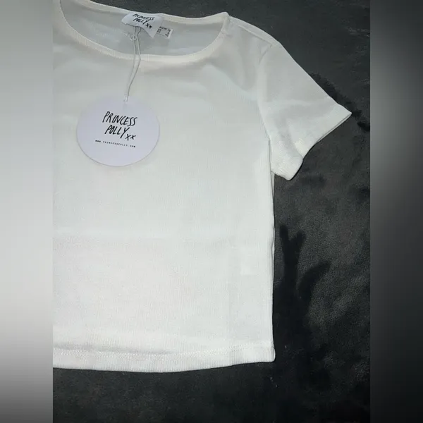 Princess Polly El Basico Cropped Tee in White Size 8 New with tag - Image 16