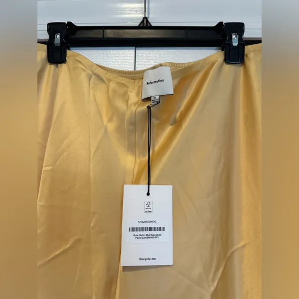 Reformation Gale Satin Mid Rise Bias Pant - Image 4
