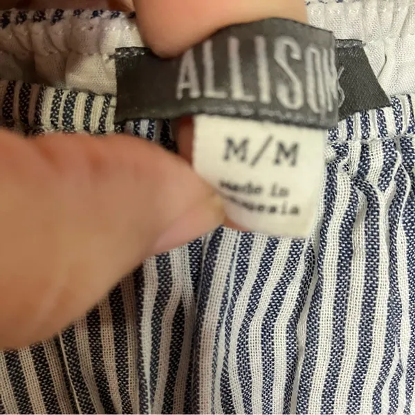 Allison Joy‎ 100% cotton off the shoulder dress women’s size medium blue & white - Image 4