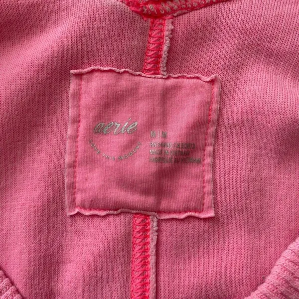 Aerie Pink Waffle Knit Oversized Tunic Top Size M Cozy Lounge Casual - Image 4