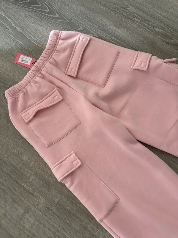 Edikted NWT Baby Pink Wide Leg Cargo Sweatpants (S) - Image 10