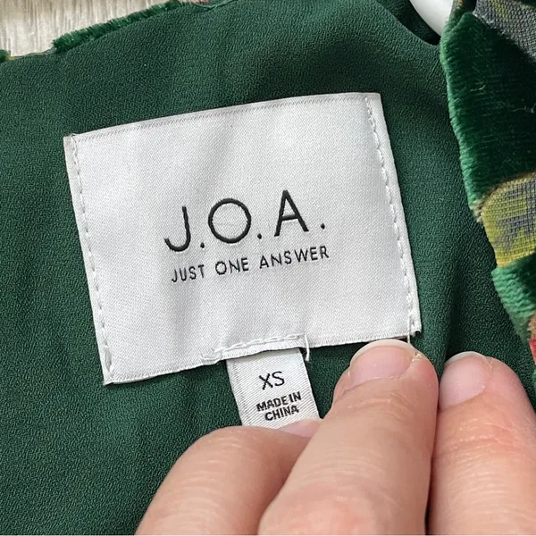 J.O.A. Velvet Top floral burn out long sleeve womens Green xsmall cocktail party - Image 2