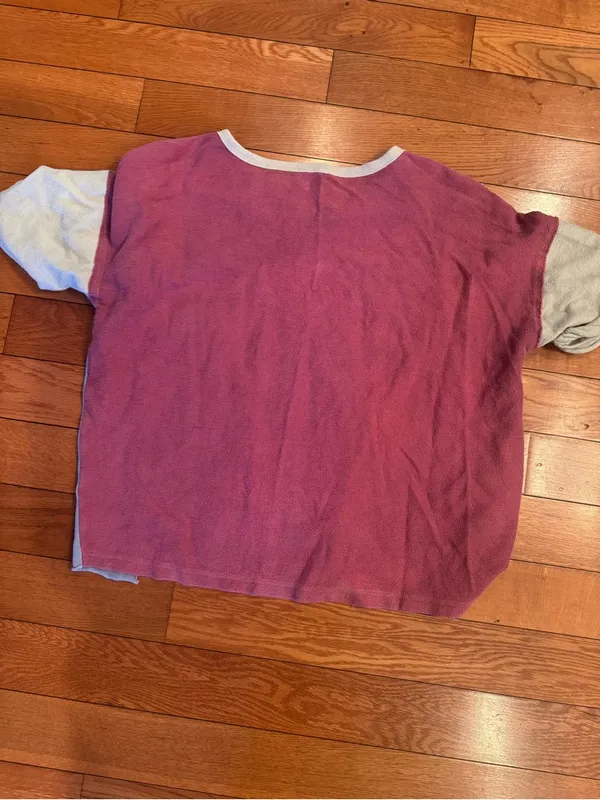 Easel Pastel Colorblock Raw Hem Short Sleeve Top - Medium - Image 5