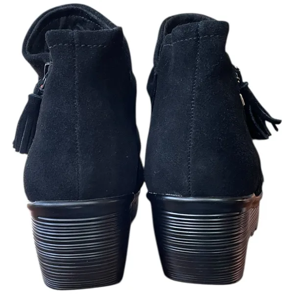 Skechers Parallel Triple Thread Black Suede Leather Ankle Boots Zipper US 10 - Image 9