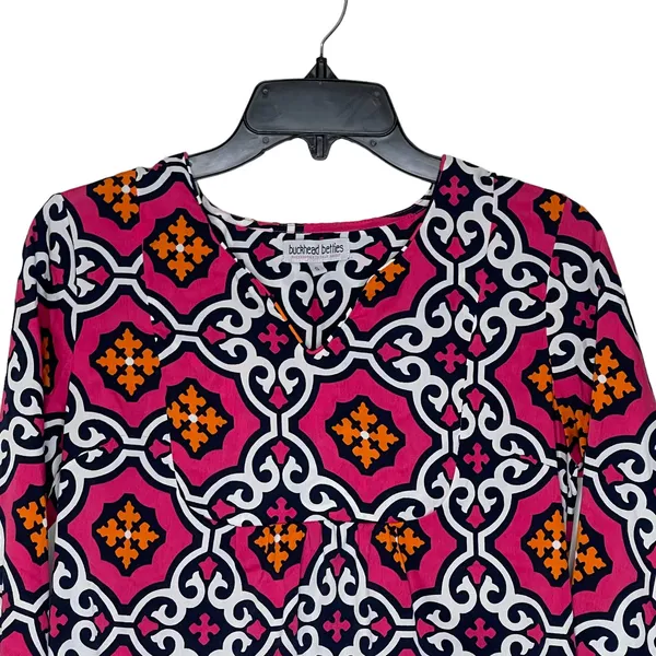 Buckhead Betties Geometric V-Neck 3/4 Sleeve Shift‎ Dress Multicolor Women Small - Image 2