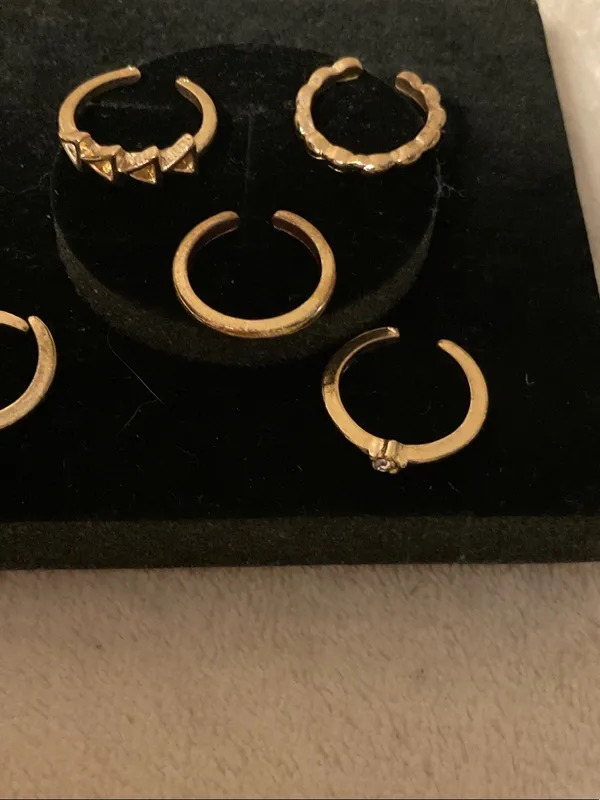 Gold Stackable Midi Ring Set - Image 4