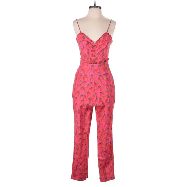 FARM Rio Pink Floral Ruffle Jumpsuit – Size Small - Image 4