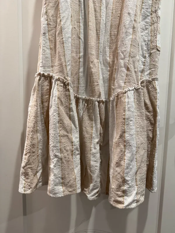 Anthropologie Maeve Tan Tonal Striped Cotton‎ Midi Sundress Size Small - Image 7