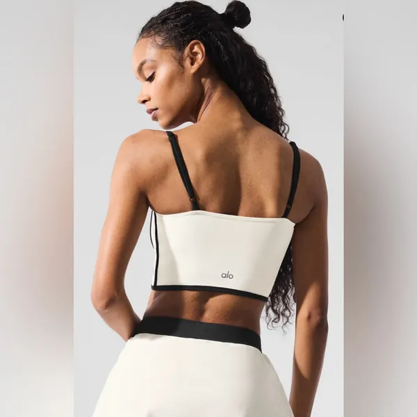Alo Yoga NWT Airbrush Streamline Bra Tank Top Ivory Black Size S - Image 2