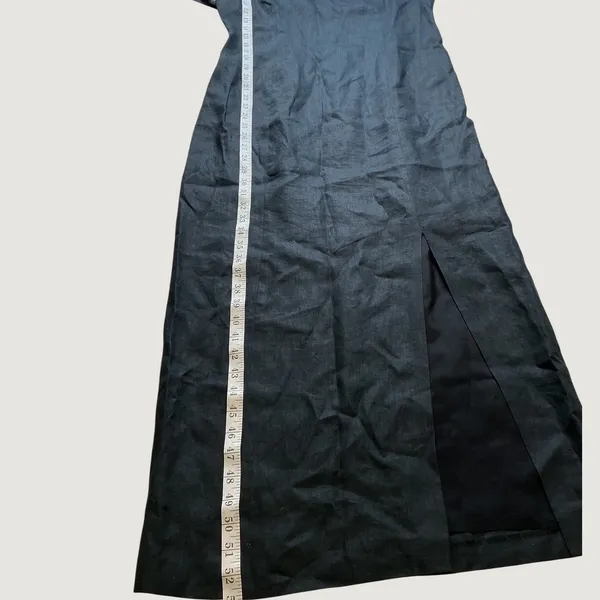 Maggy London 100% Linen Black Embroidered Maxi Dress Short Sleeve Size 8 - Image 6