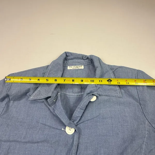 Lew Magram Collection Blue Button Front Safari Jacket with Roll-Tab Sleeves - Image 6