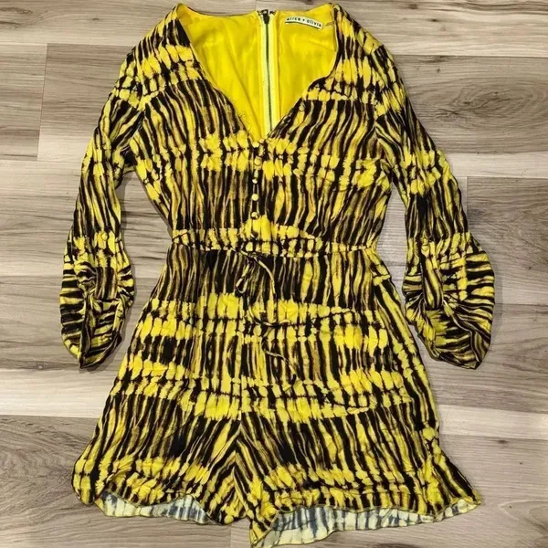 Alice + Olivia Winnie Black And Yellow Romper Women’s 2 - Image 2