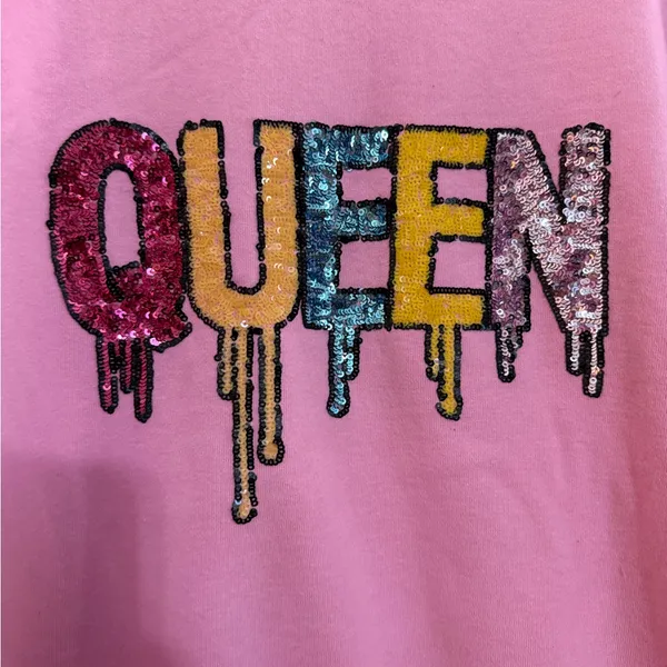 Fantastic Fawn Pink Queen Graphic sequin. Sweatshirt size M party glamorous - Image 3