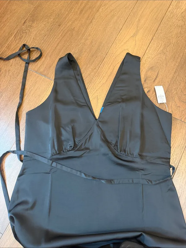 Old Navy Sleeveless Satin Midi Slip Dress in Black Size Large NWT - C73-041 - Image 9