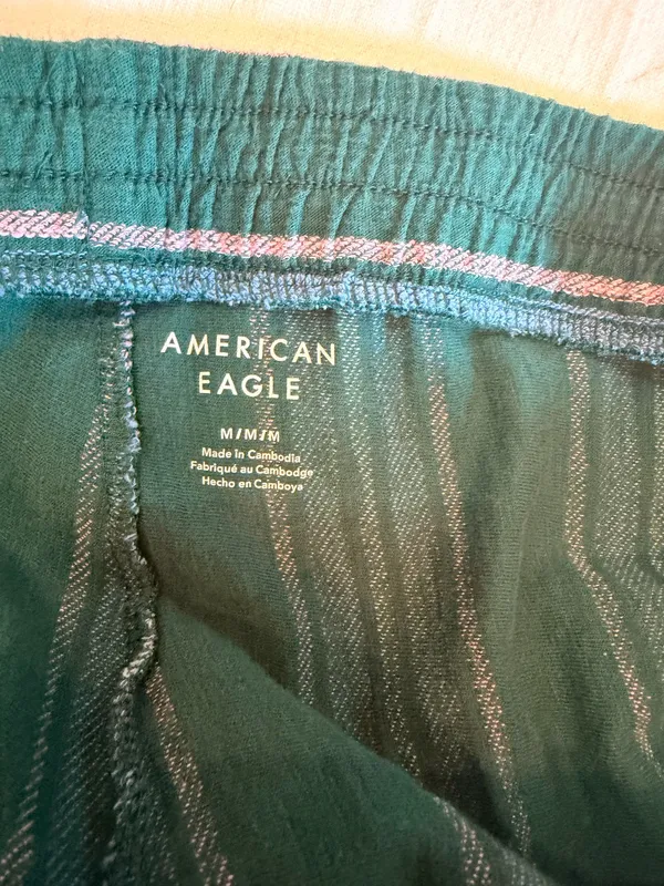 American Eagle Striped Wide Leg Palazzo Pants Green Blue M - Image 4
