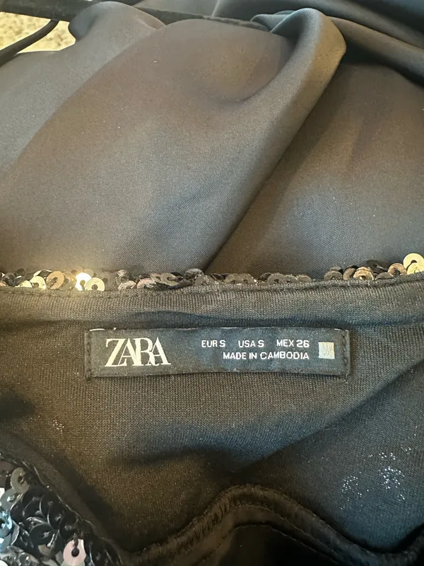 ZARA Sparkly black silk dress - Image 3