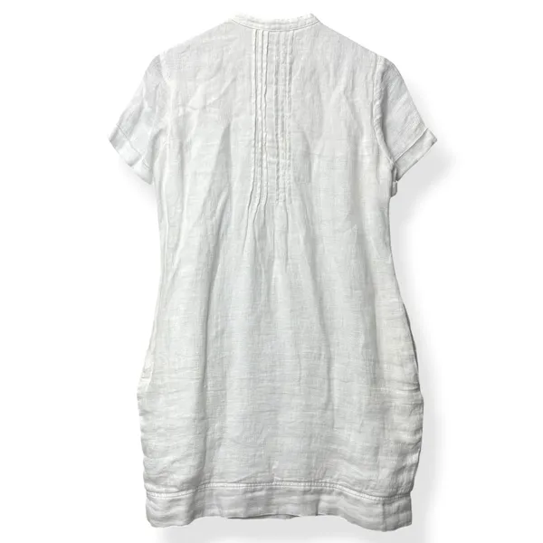 Faherty Gemina Pintuck Dress 100%‎ Linen White Coastal Boho Cottagecore Women XS - Image 3