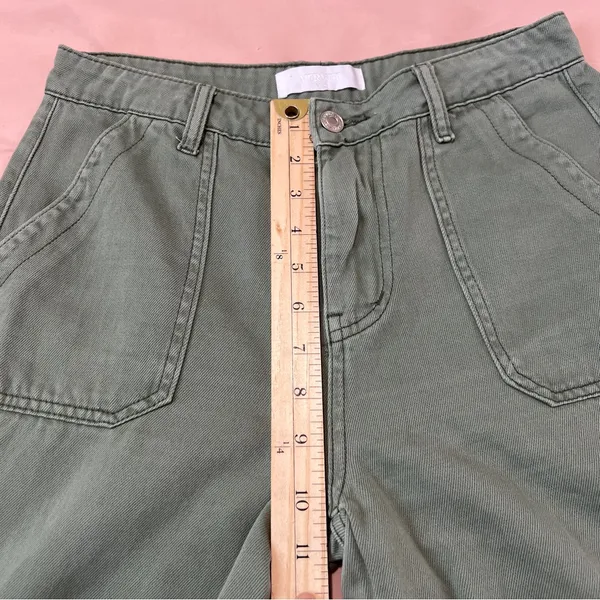 Vervet Cargo Wide Leg Jeans Army Green High Rise Utility 100% Cotton Size 26 - Image 13