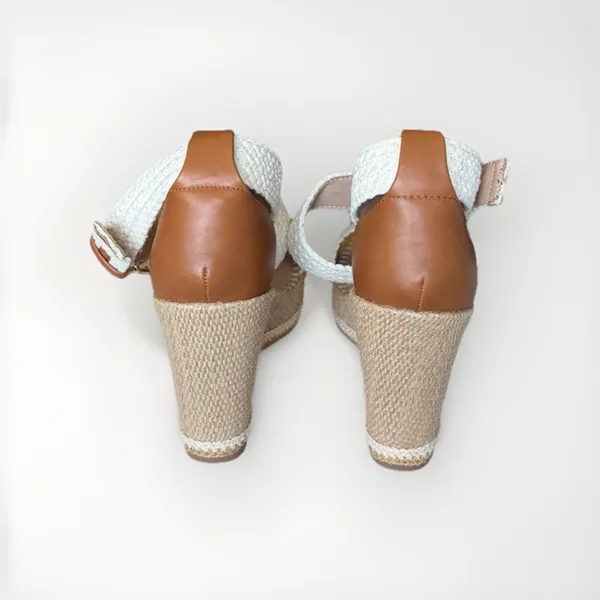 Steve Madden Calico Espadrille Wedge Sandals Beige Crochet Platform Size 11 NWOB - Image 10