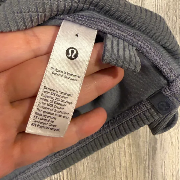 Lululemon Ribbed Softstreme Crop Top Blue Gray Loungewear Athleisure Size 4 - Image 3