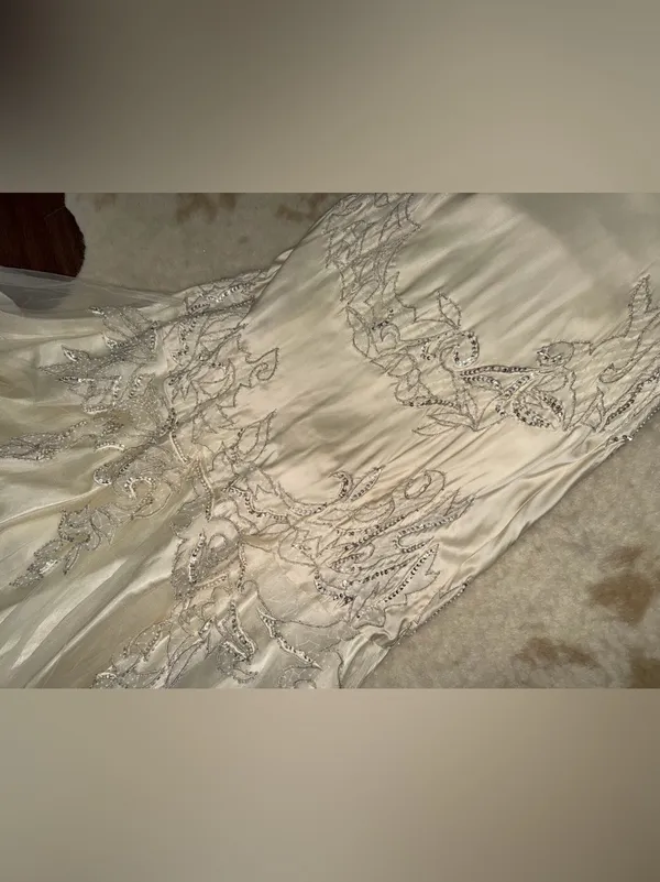 VTG Sue Wong Nocturne Silk Beaded Mermaid Wedding Dress Ivory Gown Sequin formal - Image 11