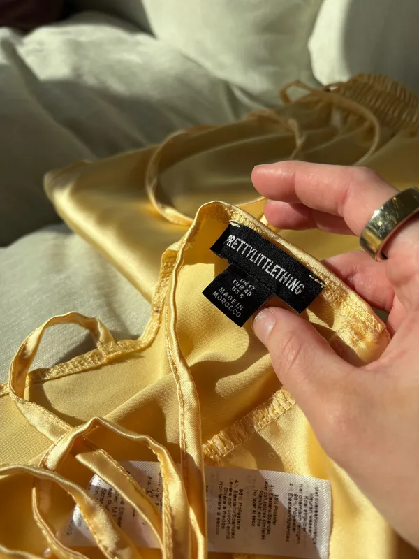 Pretty Little Thing Yellow Satin Pants Set - Image 4