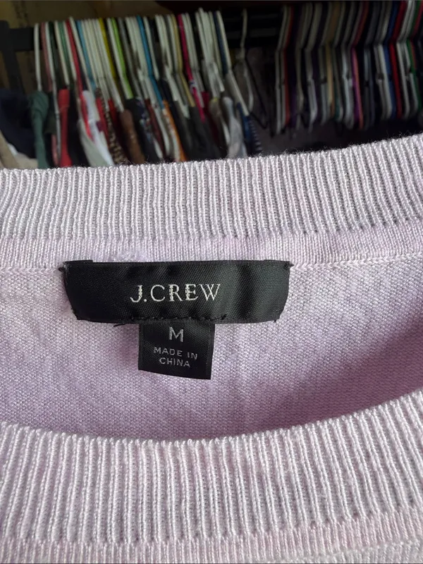 J. Crew Pale Pink Short-Sleeve Crewneck Sweater Medium - Image 2
