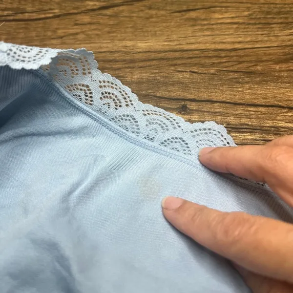 Aerie Ribbed Lace Trim Shelf Bra Crop Tank Baby Blue XL Adjustable Straps - Image 4