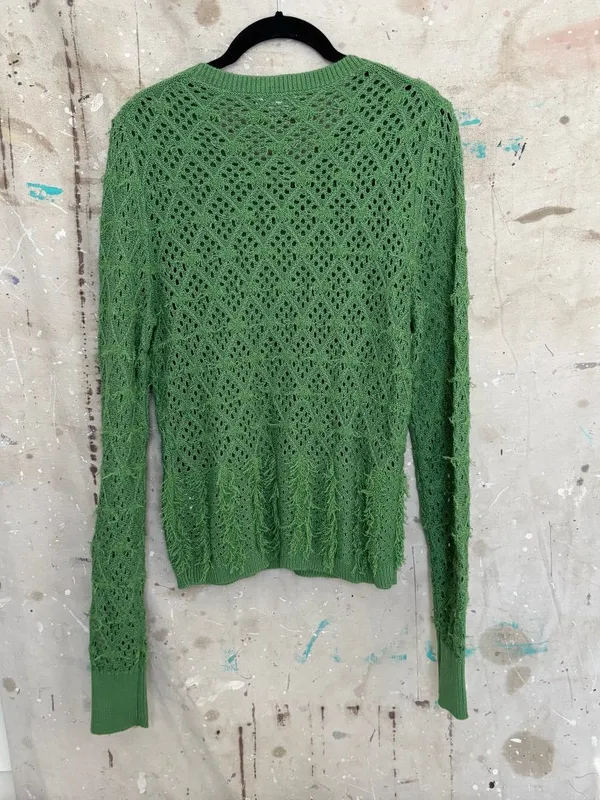 J Crew Pointelle Crewneck Sweater with Fringe - Image 4