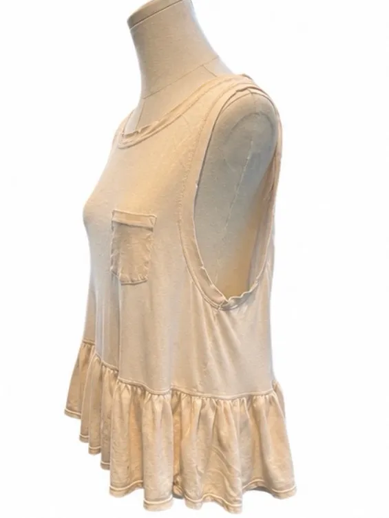 We the Free Cream Sleeveless Ruffle Hem Pocket Top Size Medium - Image 2