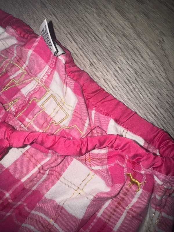 PINK Victoria’s Secret VINTAGE STYLE 2008 OG VS PINK Y2K Hot Pink Plaid Pj Pants - Image 10