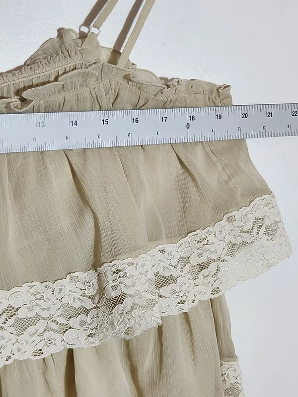 American Eagle Cream Boho Ruffle Lace Cropped Top Size XL - Image 5