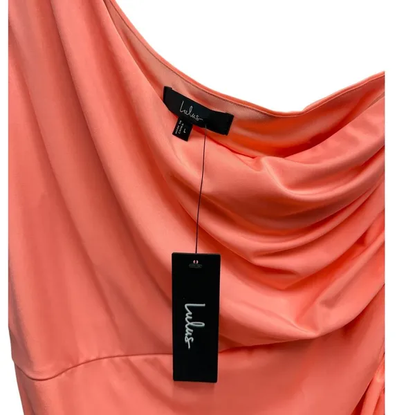 Lulus Extraordinary Poise Coral Pink One-Shoulder Mini Dress size Large NWT - Image 7