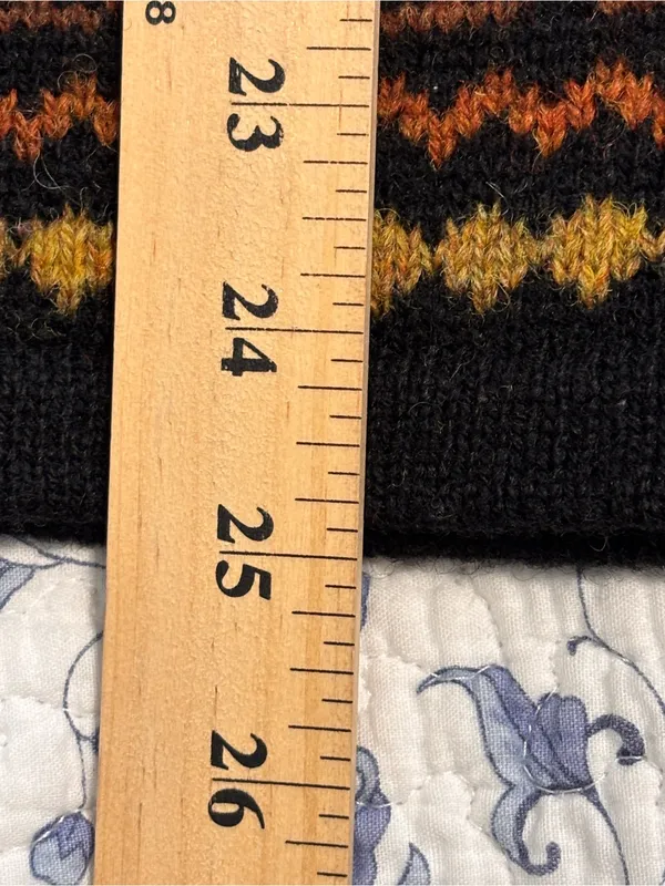Vintage Skyr 100% Wool Nordic Fair Isle Cardigan Sweater M Clasp Apres Ski Brown - Image 7