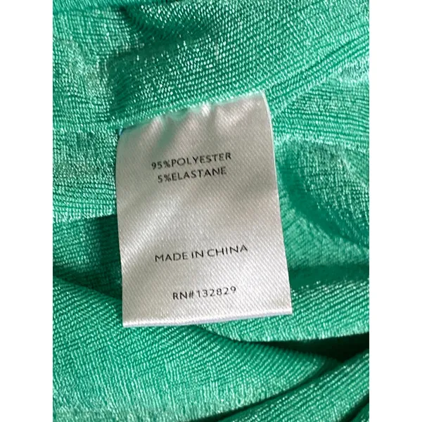 Superdown Women's Green Long Sleeve Plunge Ring Tie Mini Bodycon Dress Size M - Image 6