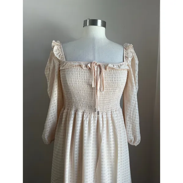 Shein Cottagecore Smocked Midi‎ Dress Sz XS Puff Sleeve Prairie Romantic - Image 4