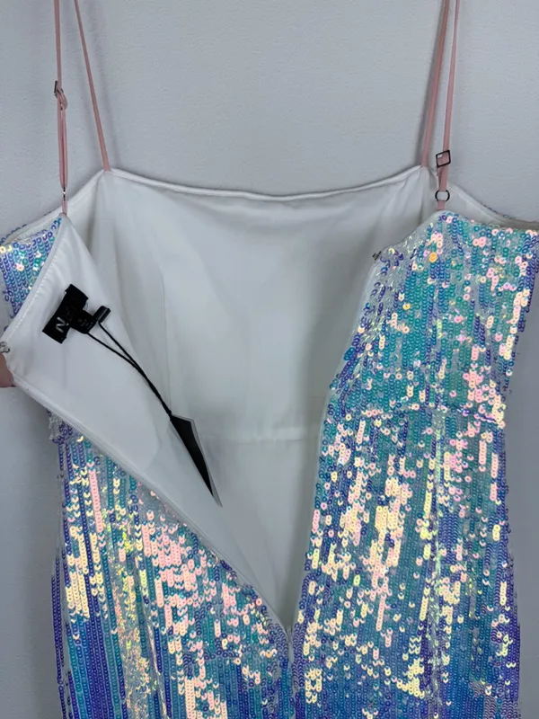 NBD NWT Revolve Amethyst Iridescent Sequin Gown Formal Column Maxi Dress Small - Image 13